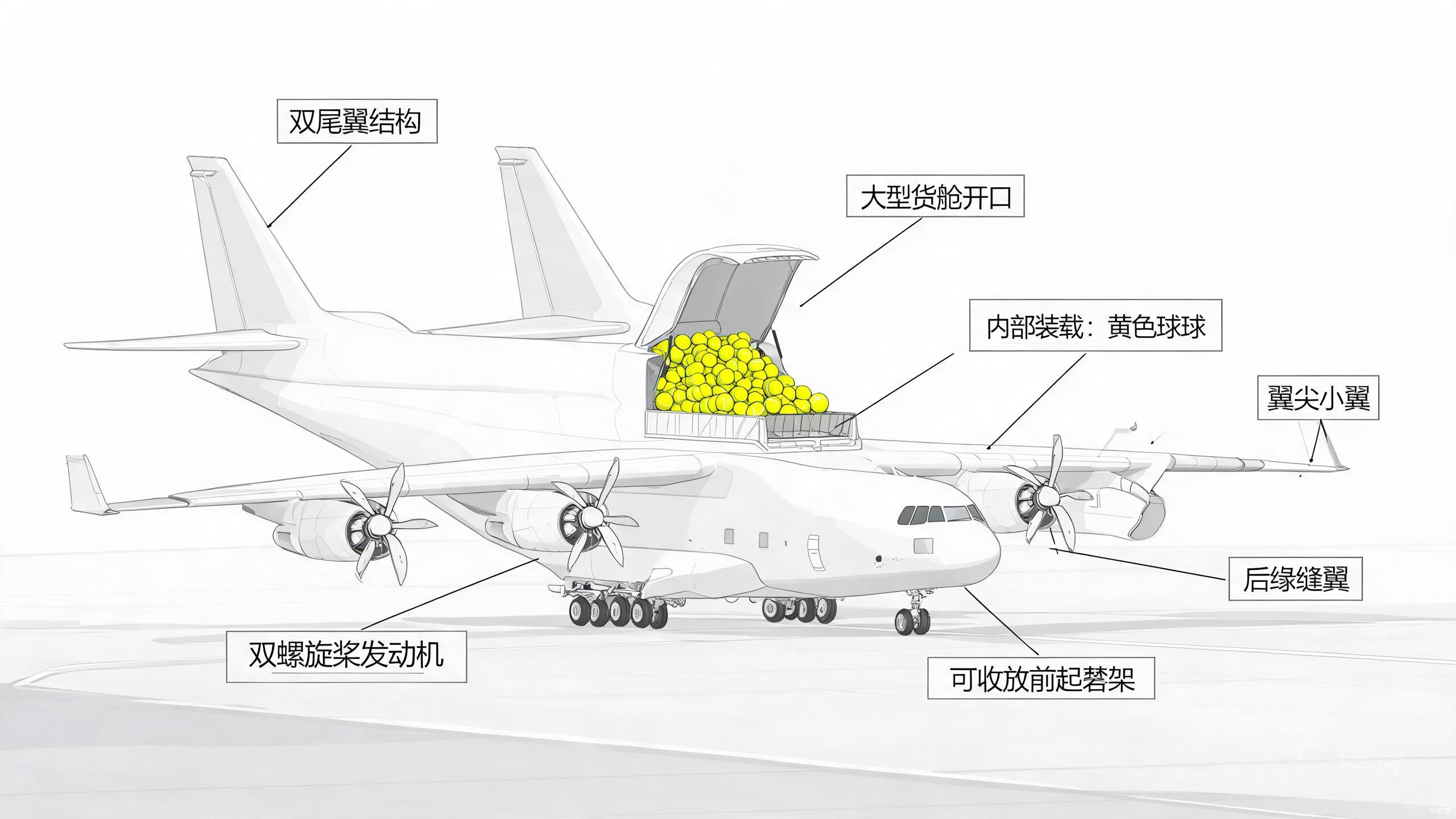 清华大学An225风格双尾翼模型运输机设计概念图